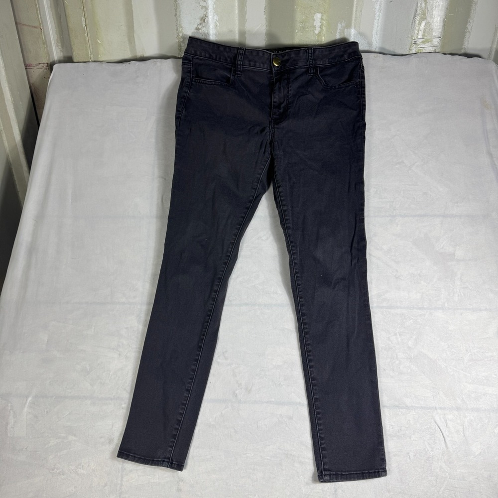 American Egale Women Jegging Super Skinny Jeans Black Denim Stretch Modern 14 R